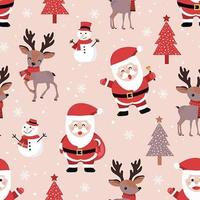 Christmas seamless pattern with santa and reindeer  vector