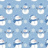 Christmas seamless pattern with snowman  vector