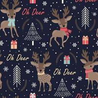 Christmas seamless pattern with reindeer vector