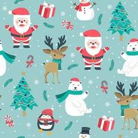 Christmas seamless pattern with santa and reindeer vector