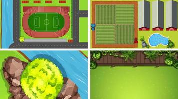 Set of different aerial view scenes vector