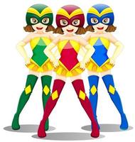 Three smiling female superheroes vector