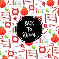 Watercolor Back To School Pattern Background vector