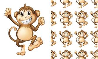 Seamless and isolated monkey pattern cartoon vector