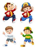 Kids and monkey running set vector