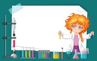 Frame design with girl working in science lab vector