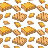 Seamless pattern tile cartoon with bread and butter food vector