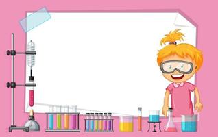 Taped blank paper with girl working in science lab vector