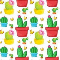 Seamless pattern tile cartoon with cactuses and butterflies vector