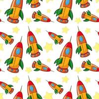 Seamless pattern tile cartoon with rockets vector