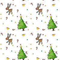 Seamless christmas pattern with trees and reindeer vector