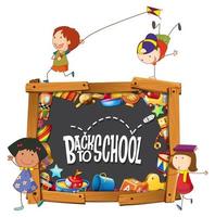 Back to school template with doodle children vector