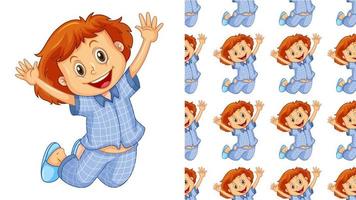 Seamless pattern with jumping child in pajamas vector