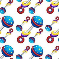 Seamless pattern tile cartoon with baby rattle vector