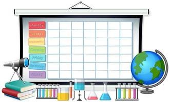 School timetable template with science theme vector