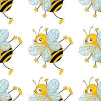 Seamless pattern tile cartoon with bees vector