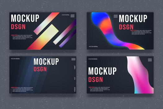 Set of abstract background template. Minimal gradient fluid design. vector