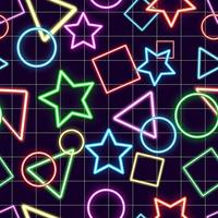 Seamless pattern background with various geometric shapes neon design vector