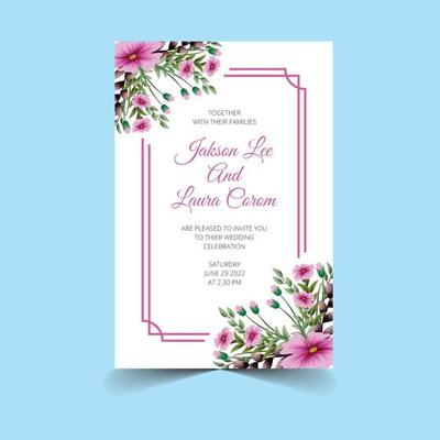 Wedding Invitation Card With Floral Designs