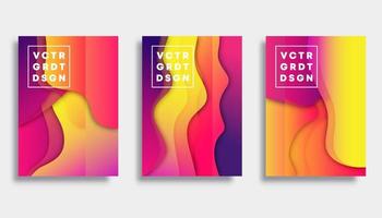 Set of colorful gradient cover template design vector