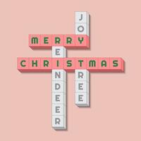 Merry christmas with relevant vocabulary in crosswords style vector