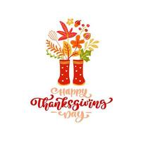 Vector calligraphy lettering text Happy Thanksgiving 