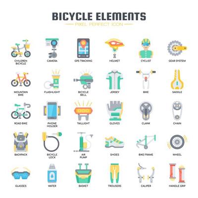 Bicycle Elements Flat Icons