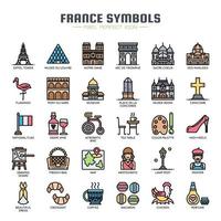 France Symbols Thin Line Icons vector