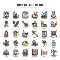 Day of the dead Thin Line Icons vector