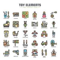 Toy Elements Thin Line Color Icons vector