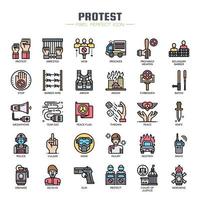 Protest Elements Thin Line Color cons vector