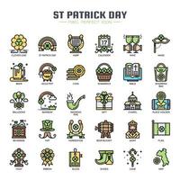 St Patrick Day Thin Line Color Icons vector