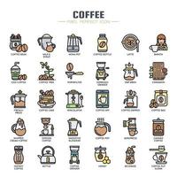 Iconos de color de línea fina de Cofee Elements vector