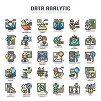 Iconos de línea fina analítica de datos vector