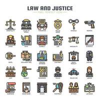 Iconos de línea fina de ley y justicia vector