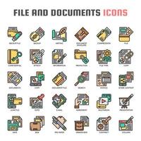 Iconos de línea fina de archivos y documentos vector