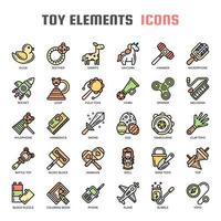 Toy Elements Thin Line Color Icons vector