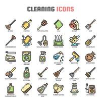 Cleaning Thin Line Icons vector