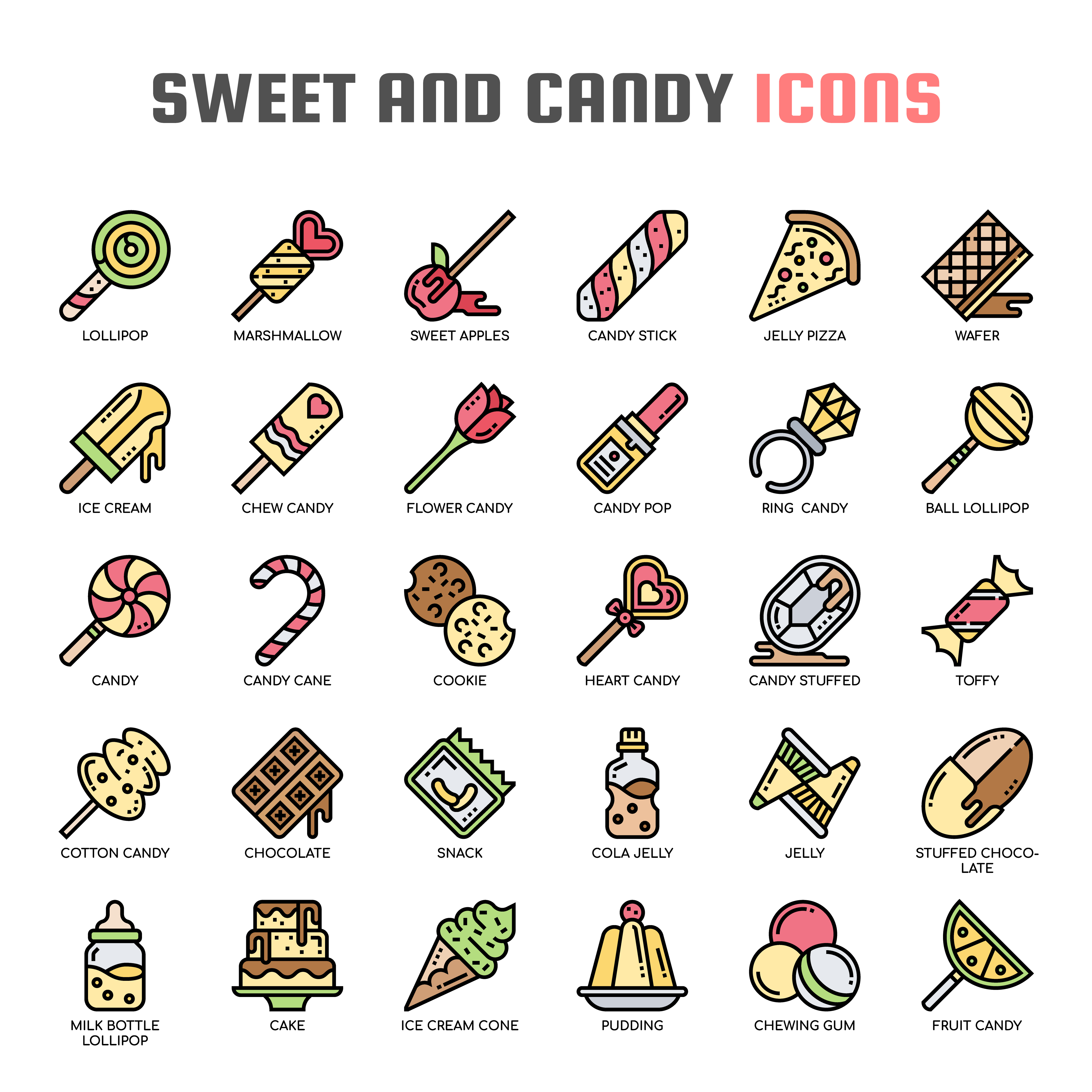Sweet And Candy Thin Line Icons Download Free Vectors Clipart Graphics Vector Art
