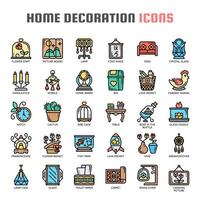 Home Decoration Thin Line Color Icons vector