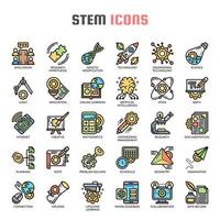 STEM  Thin Line Color Icons vector