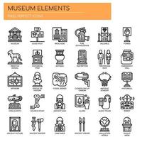 Museum Elements Thin Line Icons vector