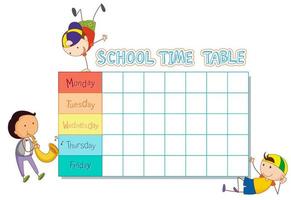 School time table with doodle boy vector