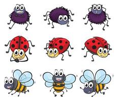 A spider, a ladybug and a bee set vector