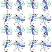 Seamless pattern tile with cartoon dragonfly vector