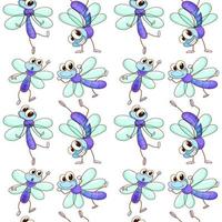 Seamless pattern tile with cartoon dragonfly vector