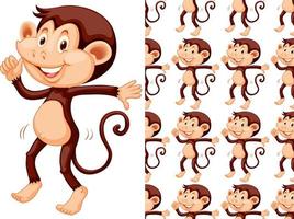 Seamless and isolated monkey walking pattern vector