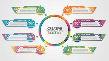 Infographics timeline with 8 steps and industry gear style vector