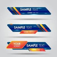 Lower third blue banners news sets. Video headline title template bar vector