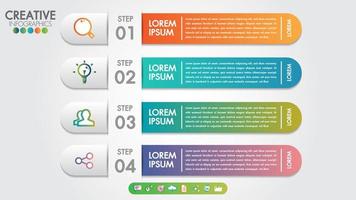 Infographics template 4 steps or options with vector and marketing icons.